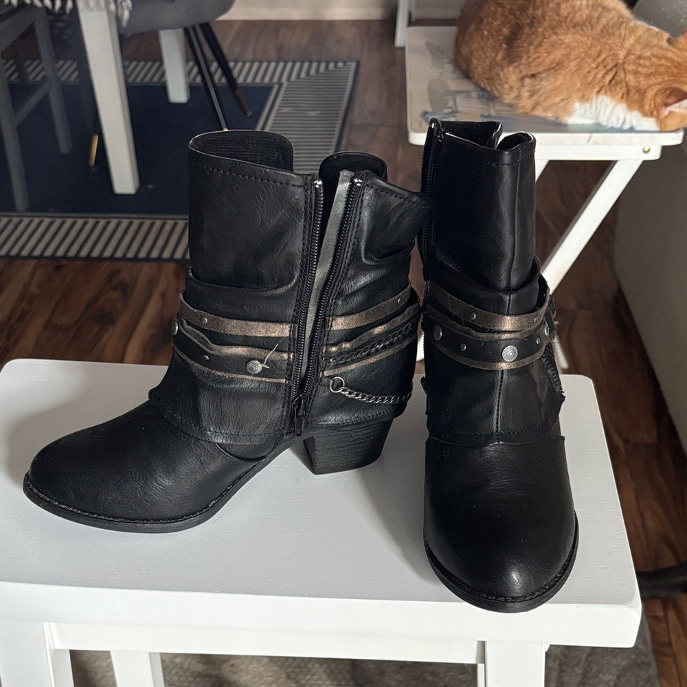 Jellypop Black Ankle Boots with Strap Detail
